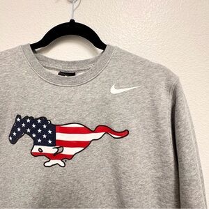 Nike Mustang American Flag Sweatshirt Mens Sz Med Gray SMU Patriotic